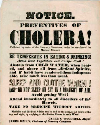 old news paper with treatments for cholera